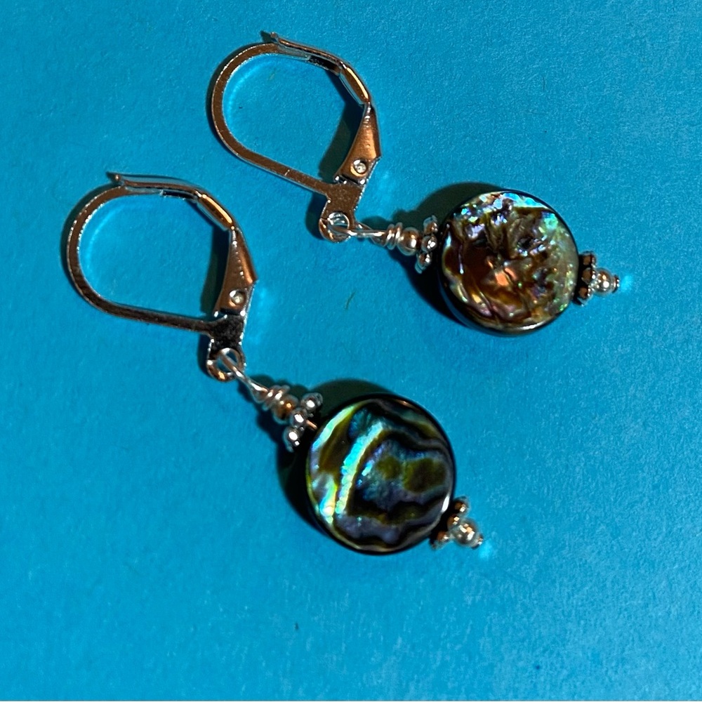 Petite Abalone Lever Back Earrings